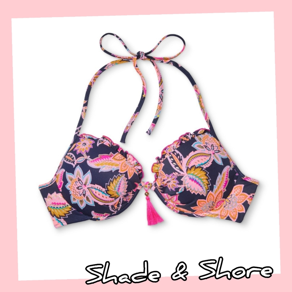 Shade & Shore Women's Light Lift Ruffle Bikini Top Size 34D